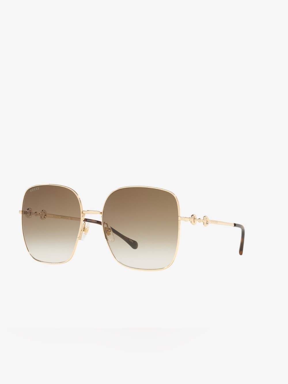 Gucci Gold Frame Brown Gradient Square Sunglasses for Women